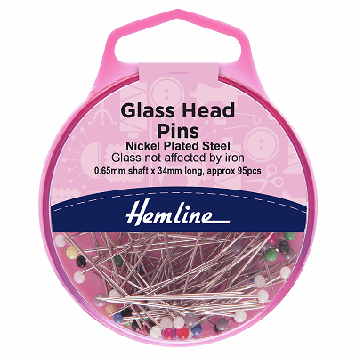 H679 Glass Head Pins: Nickel - 34mm, 95pcs 
